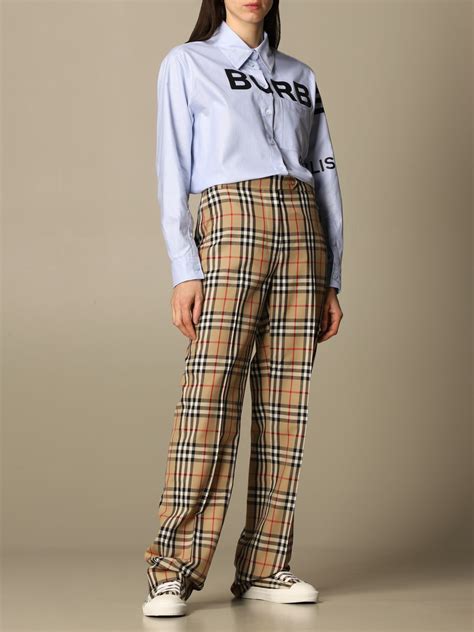 burberry checked panta|burberry trousers for women.